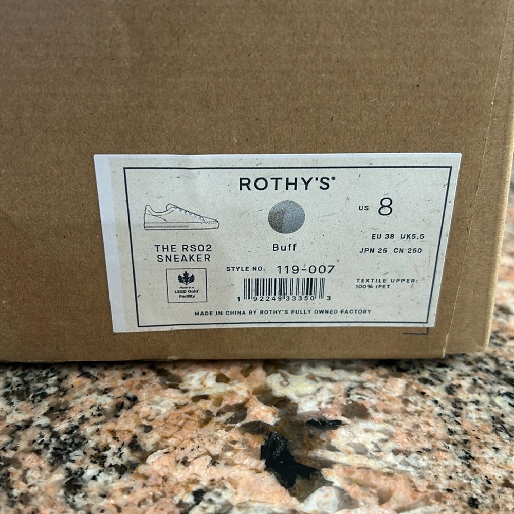 brand new Rothy’s RS02 sneaker in Buff size 8/ eu 38